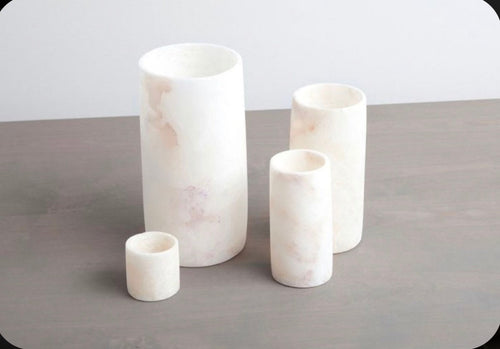 ALABASTER Handcrafted CANDLE HOLDER White Alabaster Candle Holder. Tea Light Candle Holder. Egyptian Arabic Alabaster