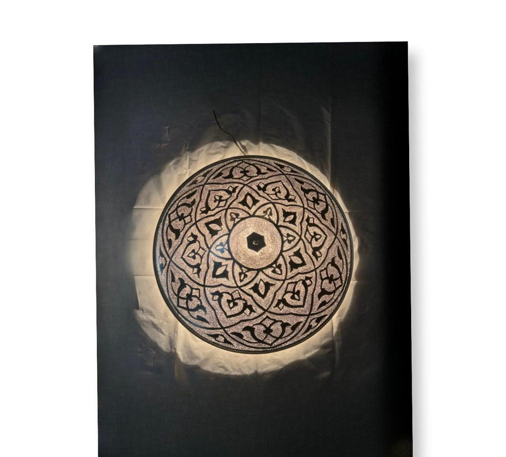 Handcrafted Moroccan Ceiling Lights, Flush Mount Gold Color Sun Rise 24” diameter