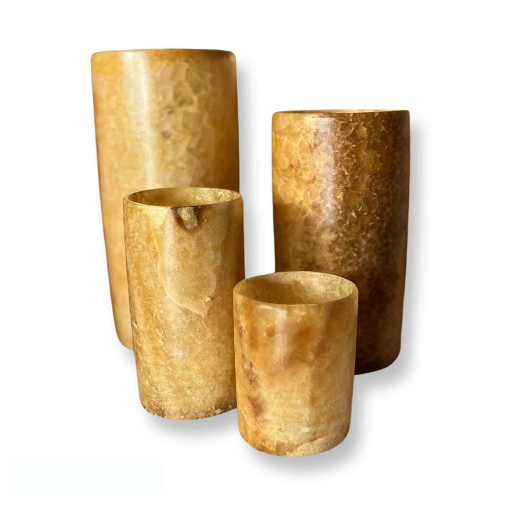 ALABASTER Handcrafted CANDLE HOLDER Brown Alabaster Candle Holder. Tea Light Candle Holder. Egyptian Arabic Alabaster