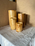 ALABASTER Handcrafted CANDLE HOLDER Brown Alabaster Candle Holder. Tea Light Candle Holder. Egyptian Arabic Alabaster