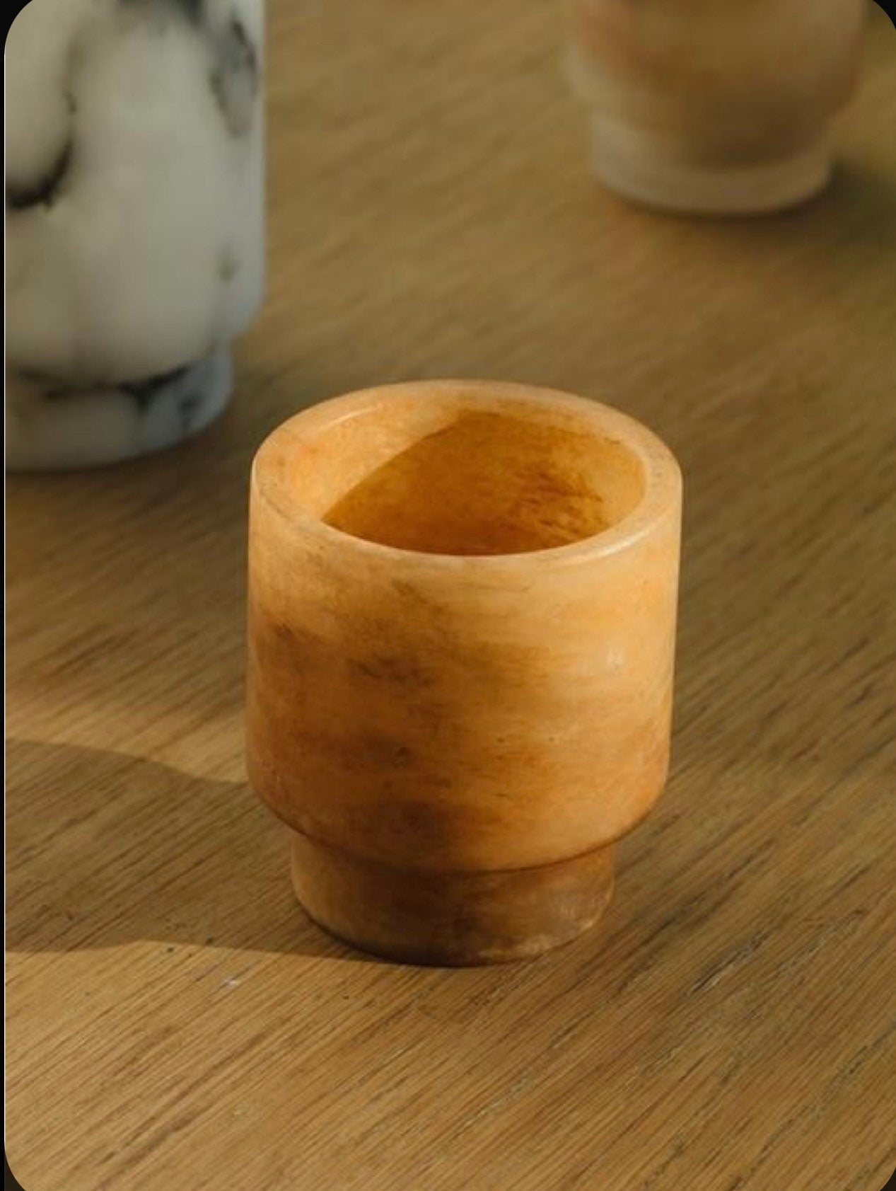 Egyptian White Brown Alabaster Stone Tea Light Candle Holder Alabaster Candle Holder Natural Stone One piece of Stone