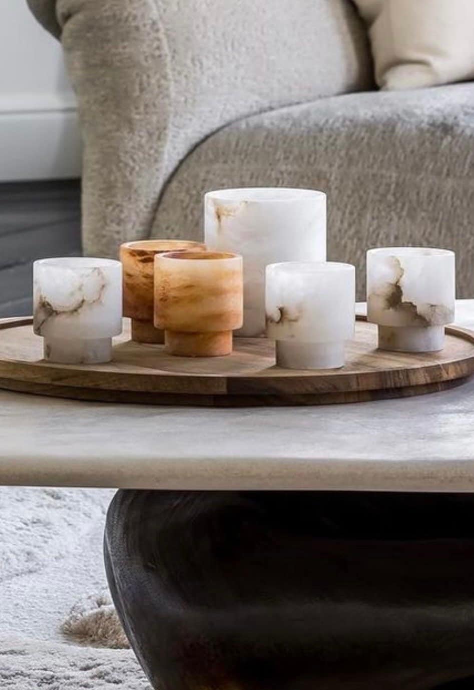 Egyptian White Brown Alabaster Stone Tea Light Candle Holder Alabaster Candle Holder Natural Stone One piece of Stone