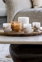 Egyptian White Brown Alabaster Stone Tea Light Candle Holder Alabaster Candle Holder Natural Stone One piece of Stone