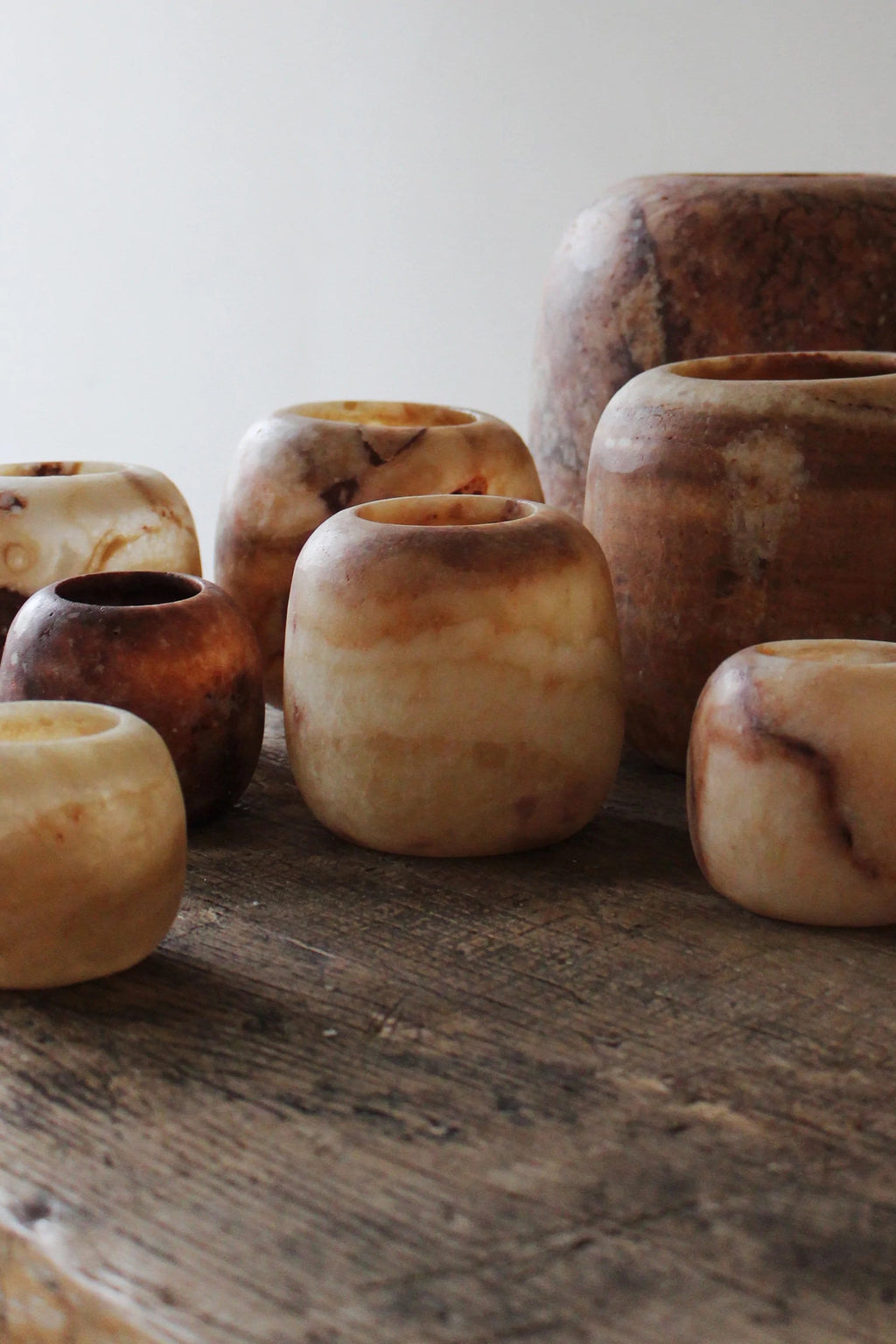 ALABASTER Natural Stone CANDLE HOLDER Brown Alabaster Candle Holder.Tea Light Candle Holder. Egyptian Arabic Alabaster Amber