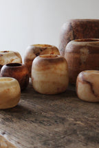 ALABASTER Natural Stone CANDLE HOLDER Brown Alabaster Candle Holder.Tea Light Candle Holder. Egyptian Arabic Alabaster Amber