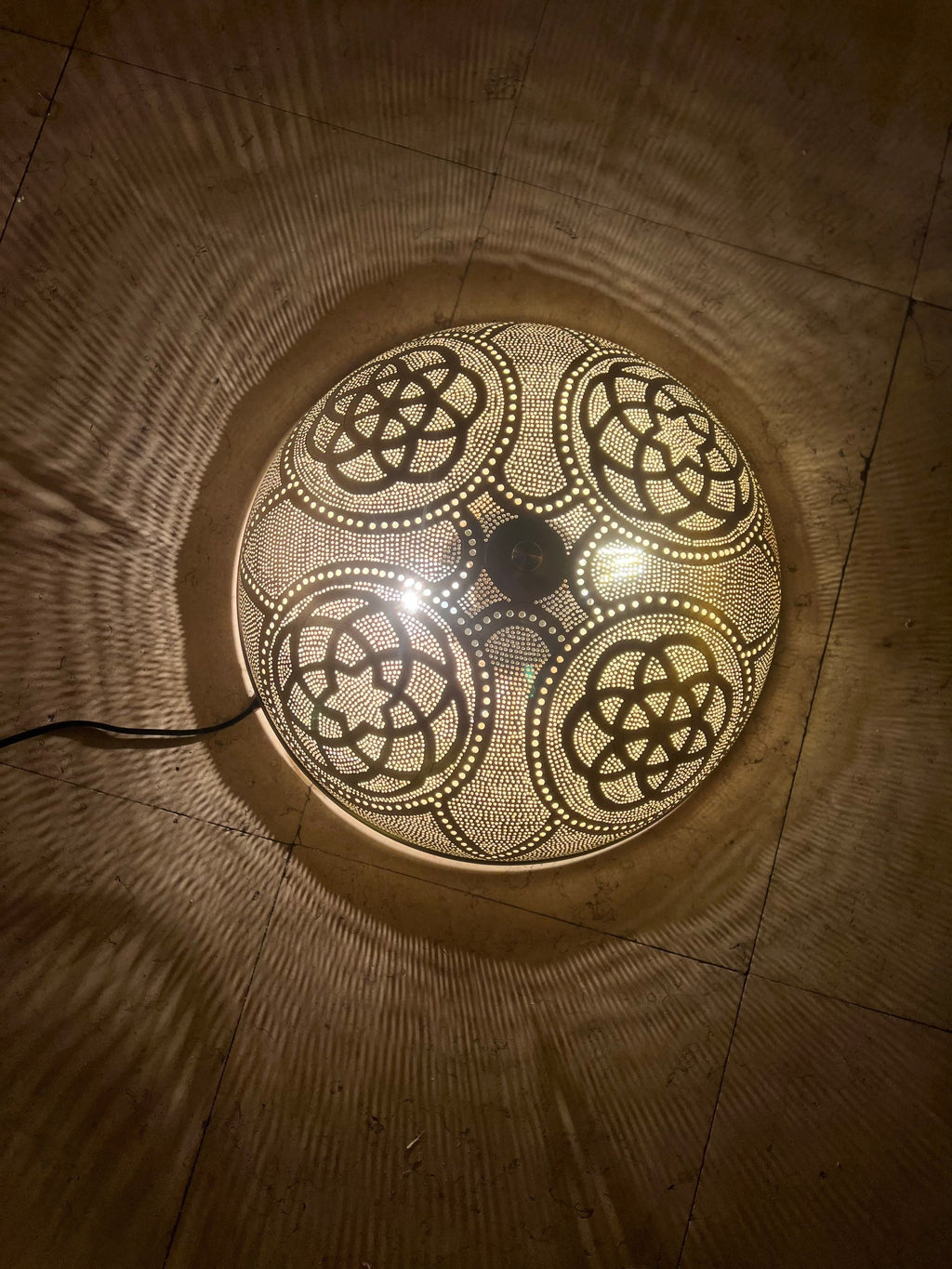 Handcrafted Moroccan Ceiling Lights, Flush Mount , Wall Lights, Aged Bronze , 16.1” 2 light bulbs