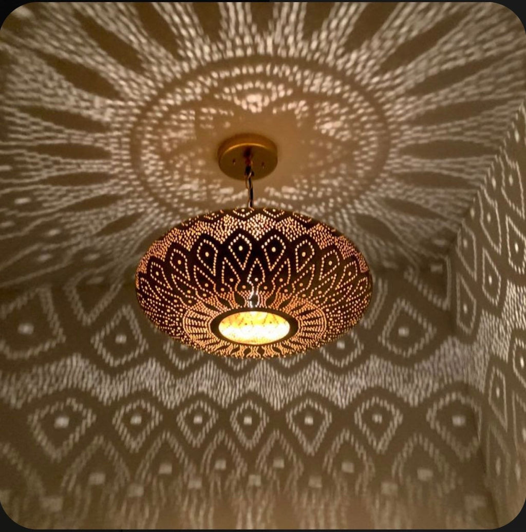 Moroccan Brass ceiling lamp, Moroccan ceiling lamp, moroccan lamp, Pendant Brass lamp . Light Fixtures Aged Bronze