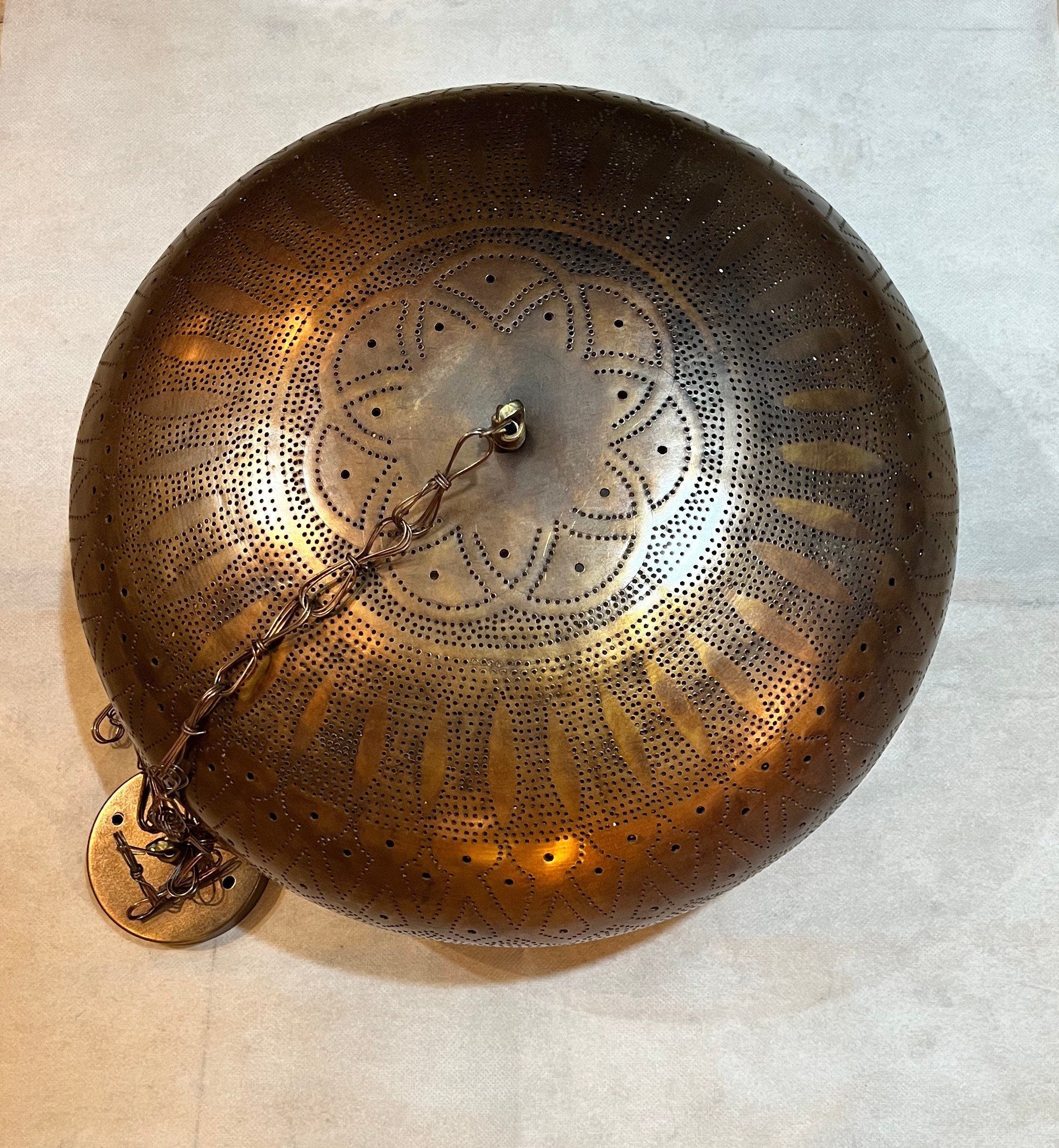 Moroccan Brass ceiling lamp, Moroccan ceiling lamp, moroccan lamp, Pendant Brass lamp . Light Fixtures Aged Bronze