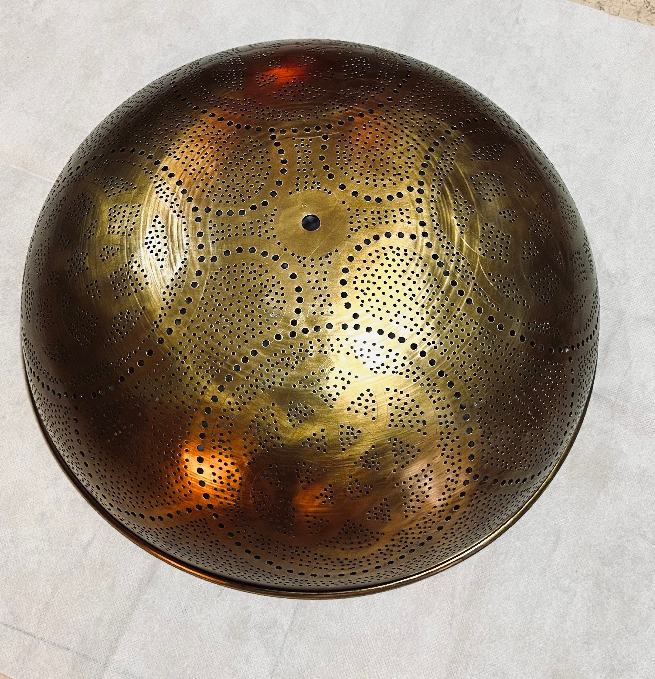 Handcrafted Moroccan Ceiling Lights, Flush Mount , Wall Lights, Aged Bronze , 16.1” 2 light bulbs