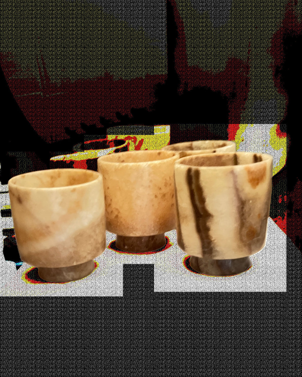 Egyptian White Brown Alabaster Stone Tea Light Candle Holder Alabaster Candle Holder Natural Stone One piece of Stone