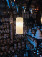 Cylinder9.8” White Alabaster Pendant Lamp, Hanging Lamp, Ceiling Light, Natural Stone