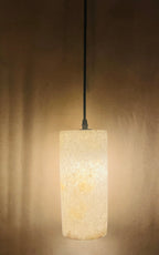 Cylinder9.8” White Alabaster Pendant Lamp, Hanging Lamp, Ceiling Light, Natural Stone