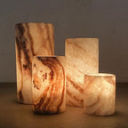 ALABASTER Handcrafted CANDLE HOLDER Brown Alabaster Candle Holder. Tea Light Candle Holder. Egyptian Arabic Alabaster