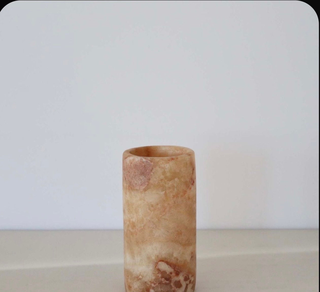 ALABASTER Handcrafted CANDLE HOLDER Brown Alabaster Candle Holder. Tea Light Candle Holder. Egyptian Arabic Alabaster