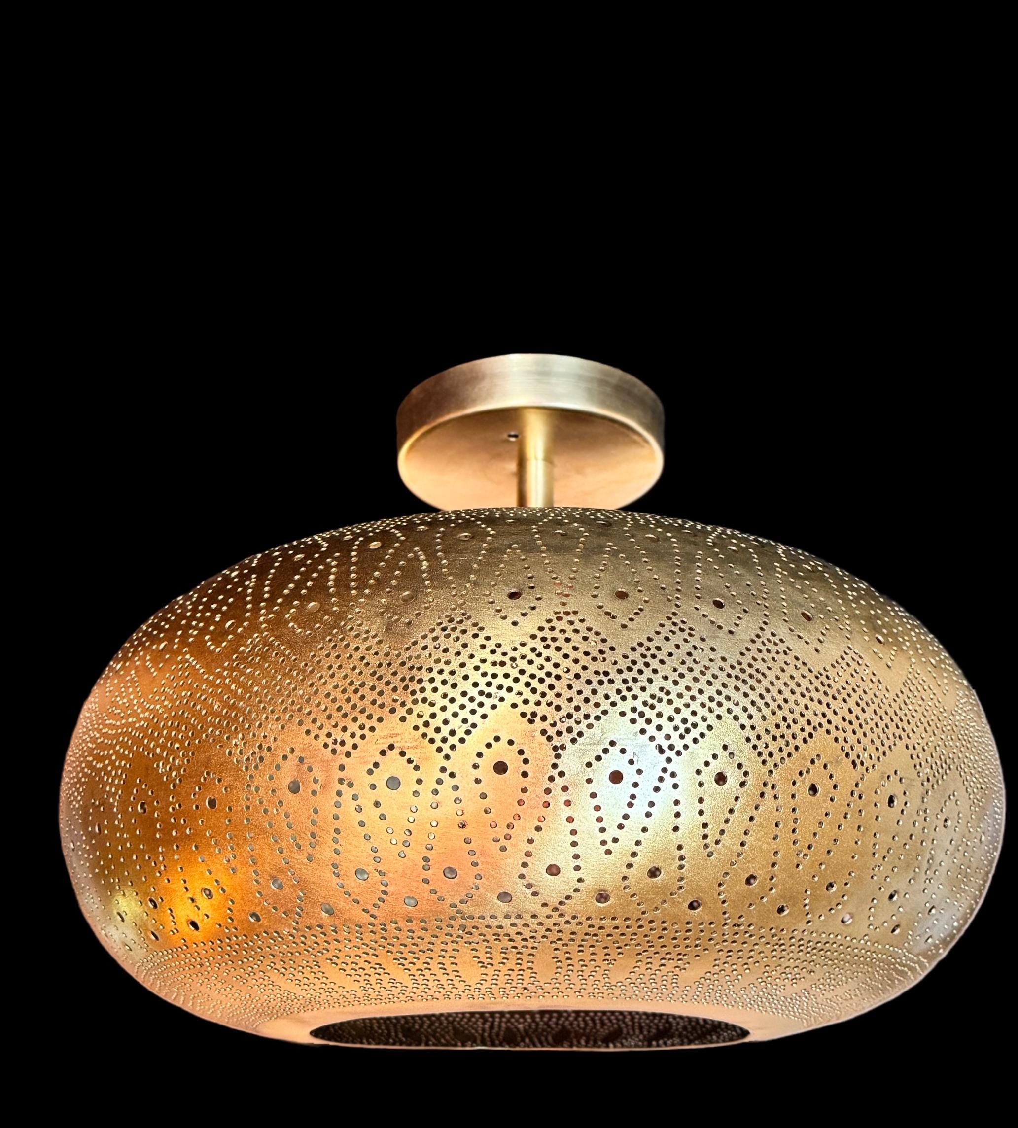 Ceiling Flush Mount, Semi flush Mount, Moroccan Brass Pendant Lamp, Ceiling Light, Copper Light