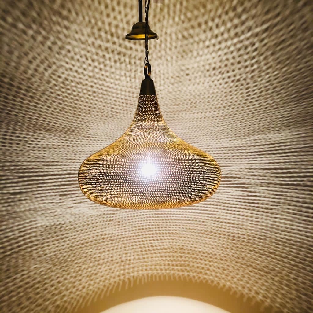Brass Pendant Lamp, Ceiling Lamp, Moroccan Ceiling Lights, boho Ceiling Lamps. Natural Gold color
