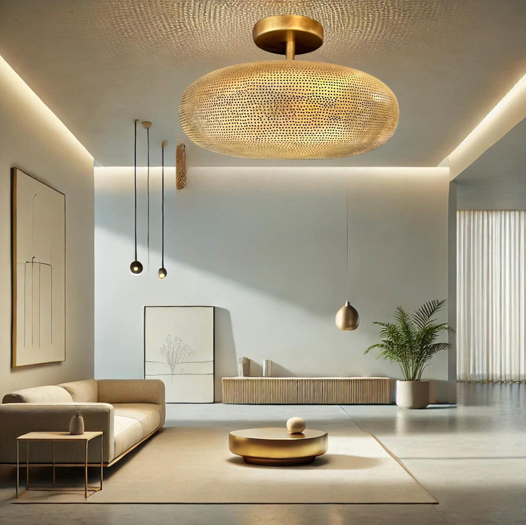 Ceiling Flush Mount, Semi flush Mount, Moroccan Brass Pendant Lamp, Ceiling Light, Copper Light. Oval shaped