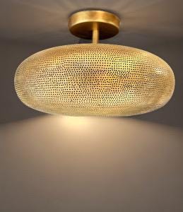 Ceiling Flush Mount, Semi flush Mount, Moroccan Brass Pendant Lamp, Ceiling Light, Copper Light. Oval shaped