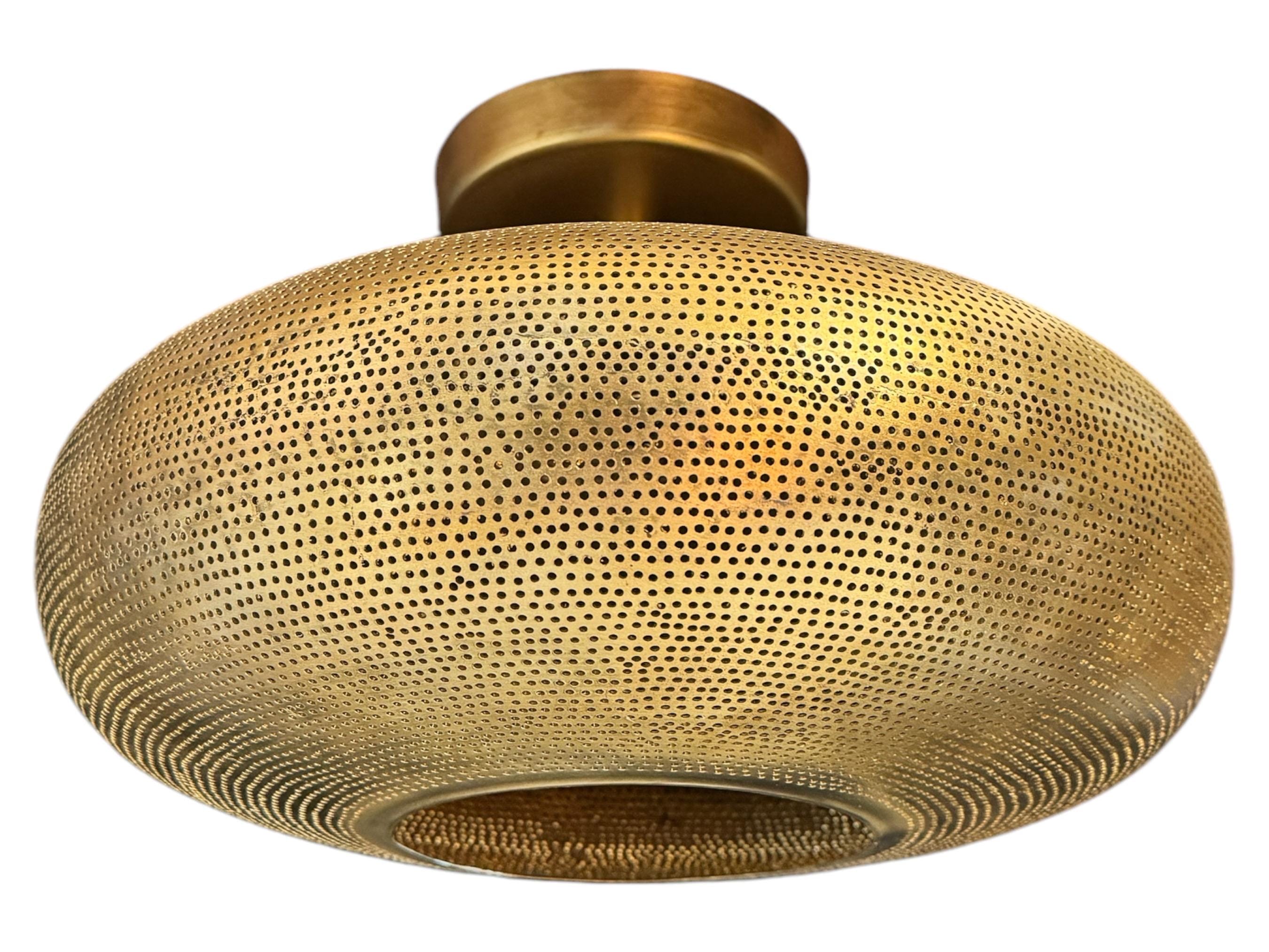 Ceiling Flush Mount, Semi flush Mount, Moroccan Brass Pendant Lamp, Ceiling Light, Copper Light. Oval shaped
