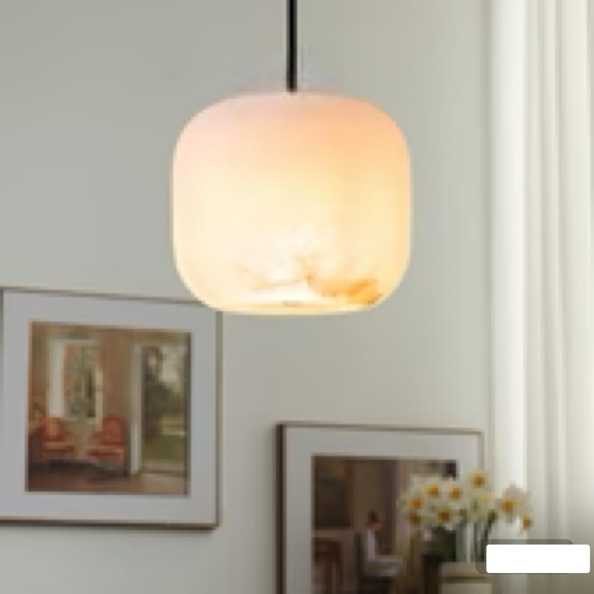 White Alabaster Stone Pendant Lamp. Natural Stone Hanging Light, Alabaster Ceiling Light,