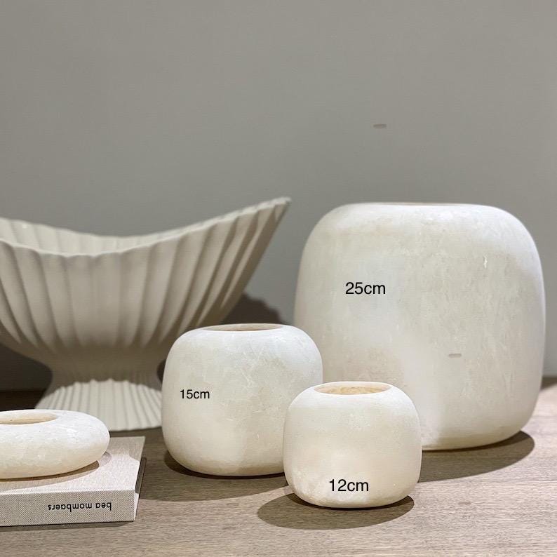 White Alabaster Stone Candle Holder, Egyptian Alabaster, Tea Light Candle Holder, Natural Stone
