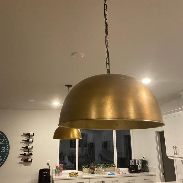 Brass Dome Pendant Lamp, Ceiling Light, Light Fixture, Oxide Brass Pendant Lamp, Hammered Brass Pendant Lamp.