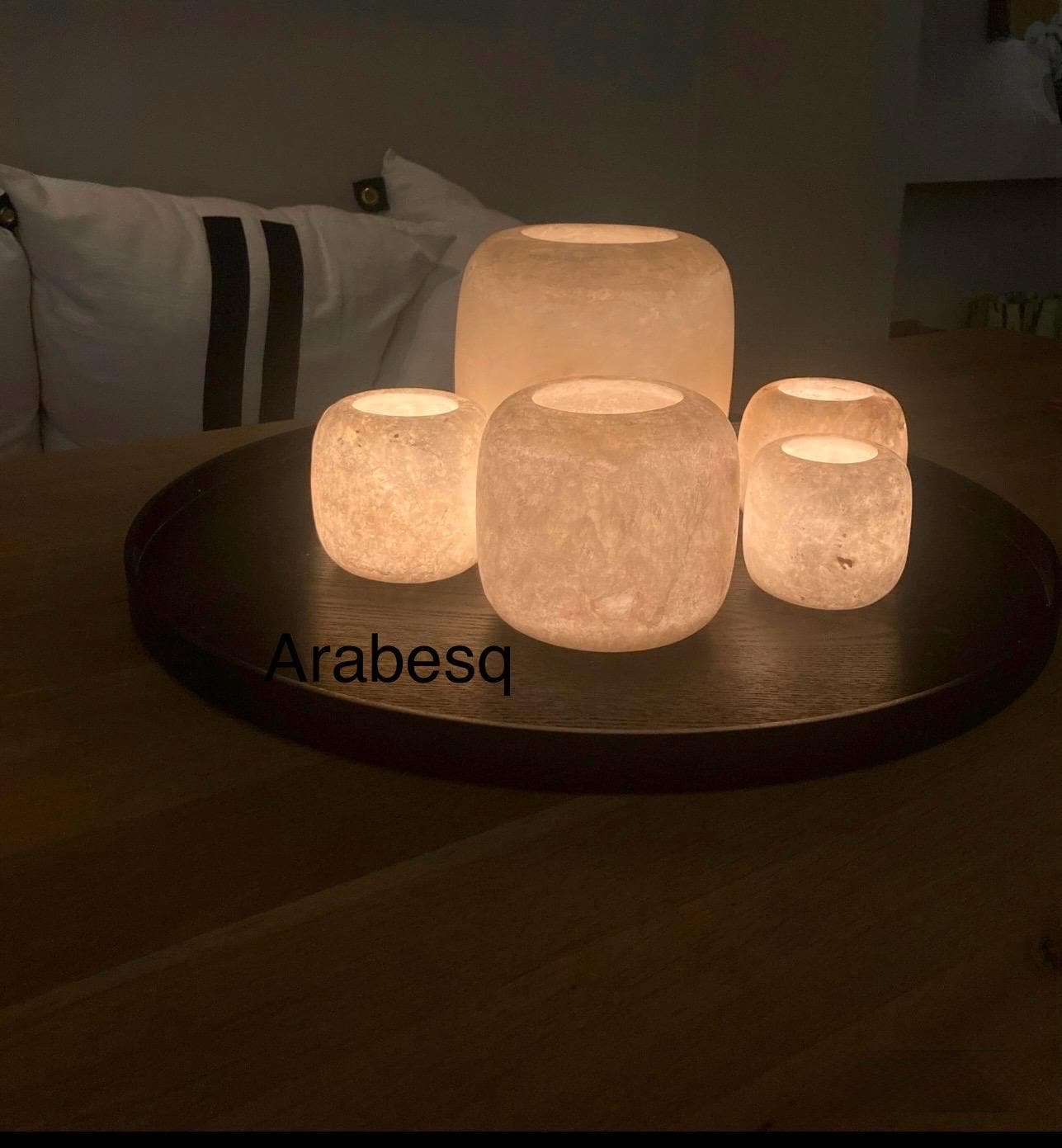 White Alabaster Stone Candle Holder, Egyptian Alabaster, Tea Light Candle Holder, Natural Stone