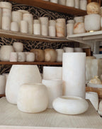 Set Of 6 White ALABASTER CANDLE HOLDER White Alabaster Candle Holder. Tea Light Candle Holder. Alabaster Natural Stone