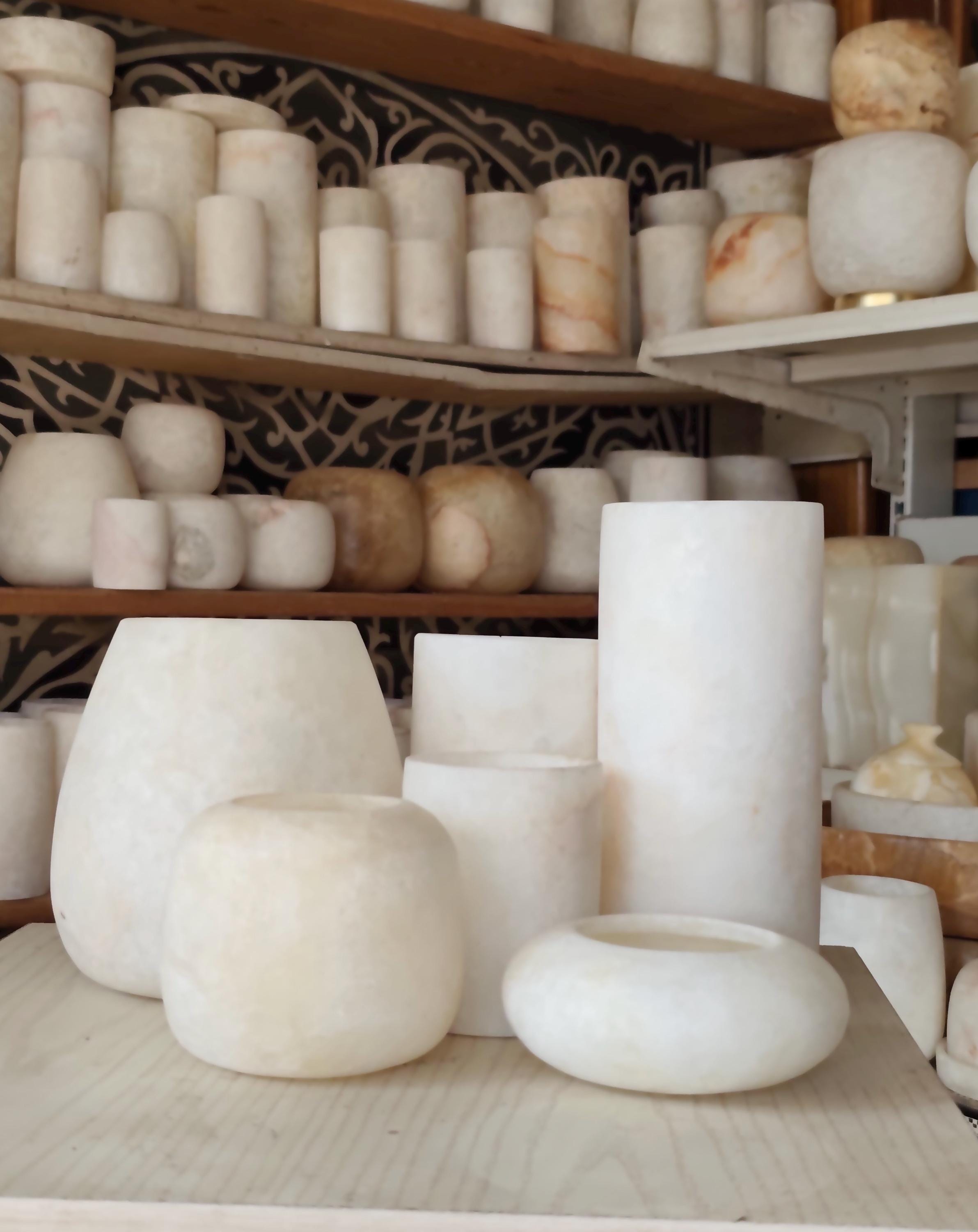 Set Of 6 White ALABASTER CANDLE HOLDER White Alabaster Candle Holder. Tea Light Candle Holder. Alabaster Natural Stone