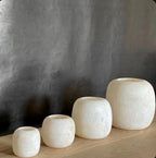 Egyptian White Alabaster, ALABASTER Handcrafted CANDLE HOLDER . Tea Light Candle Holder. Natural white stone. Ball shape