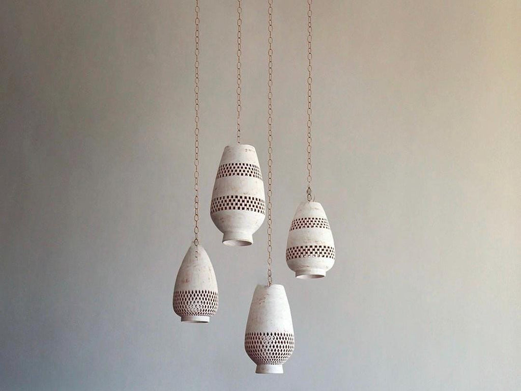 Clay Set Of 2 Pendant Lamp, Clay Ceiling Light, Hanging Lights, Off-White Clay Light