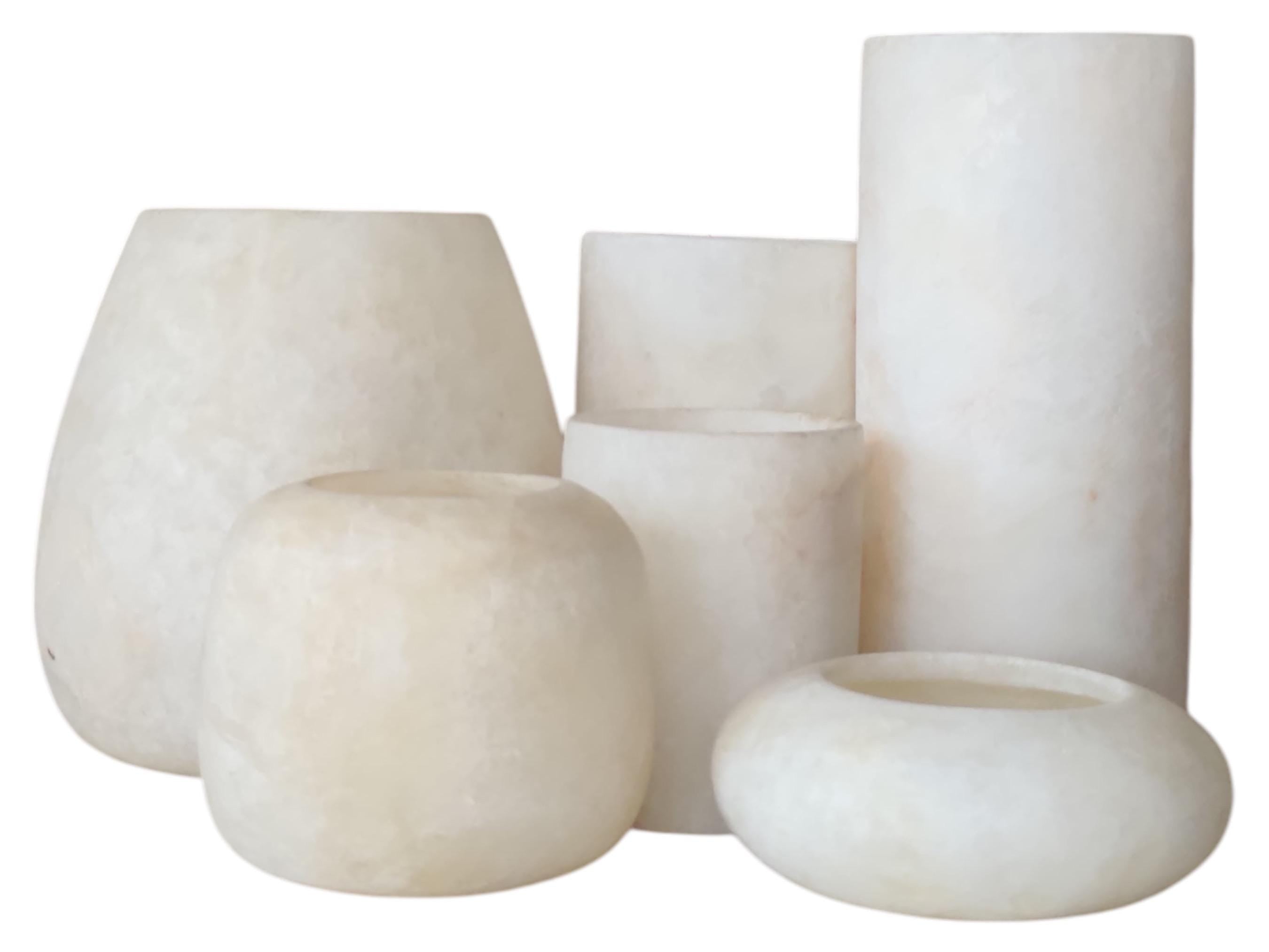Set Of 6 White ALABASTER CANDLE HOLDER White Alabaster Candle Holder. Tea Light Candle Holder. Alabaster Natural Stone