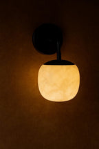 White Alabaster Wall Lamp, Natural Stone Light Fixture, Unique Wall Lamp, Elegant Ambient Lighting for Home Décor”