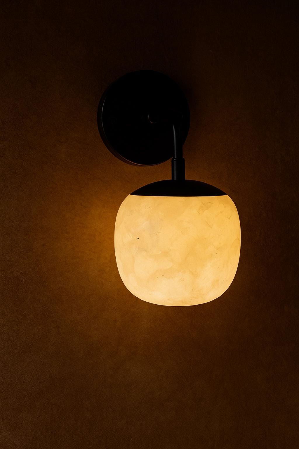White Alabaster Wall Lamp, Natural Stone Light Fixture, Unique Wall Lamp, Elegant Ambient Lighting for Home Décor”