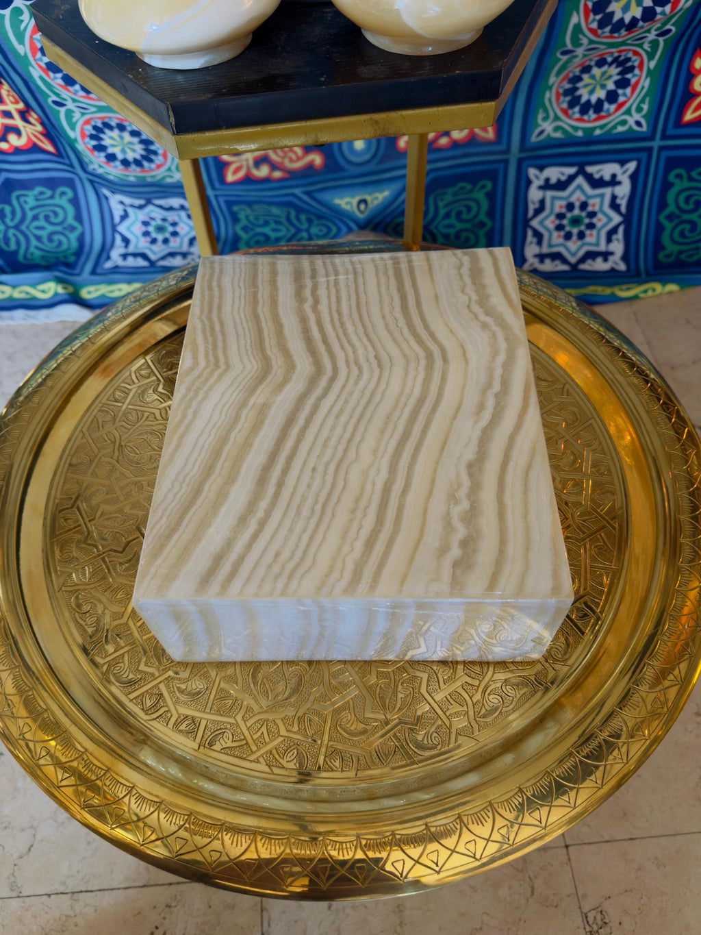 Alabaster Wall Light, Alabaster Stone Scones, Egyptian Handmade Alabaster Wall Light. Rectangle Wall Lamp