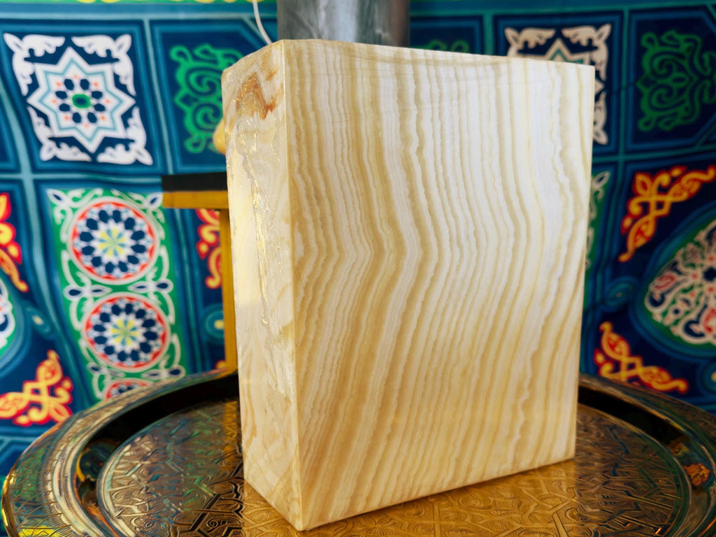 Alabaster Wall Light, Alabaster Stone Scones, Egyptian Handmade Alabaster Wall Light. Rectangle Wall Lamp