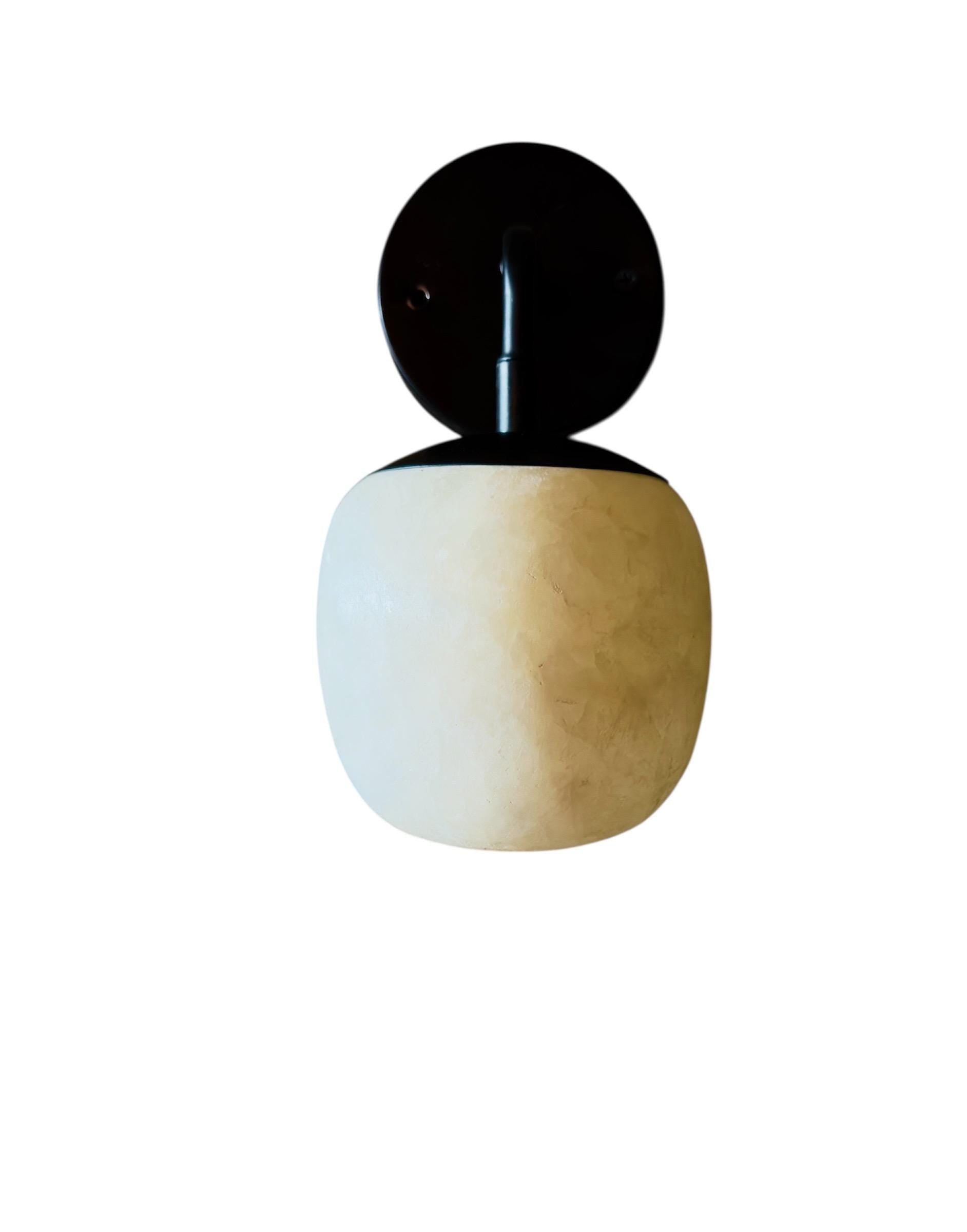 White Alabaster Wall Lamp, Natural Stone Light Fixture, Unique Wall Lamp, Elegant Ambient Lighting for Home Décor”