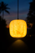 Natural Brown alabaster pendant light with black cord. Cieling Lights . Hanging Lamps