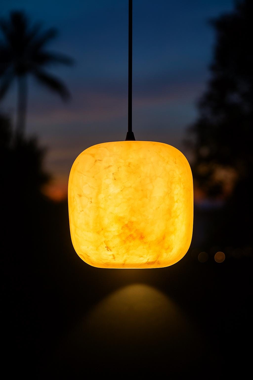 Natural Brown alabaster pendant light with black cord. Cieling Lights . Hanging Lamps