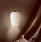 White Alabaster Stone Pendant Lamp. Natural Stone Hanging Light, Alabaster Ceiling Light,