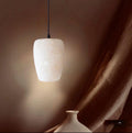 White Alabaster Stone Pendant Lamp. Natural Stone Hanging Light, Alabaster Ceiling Light,