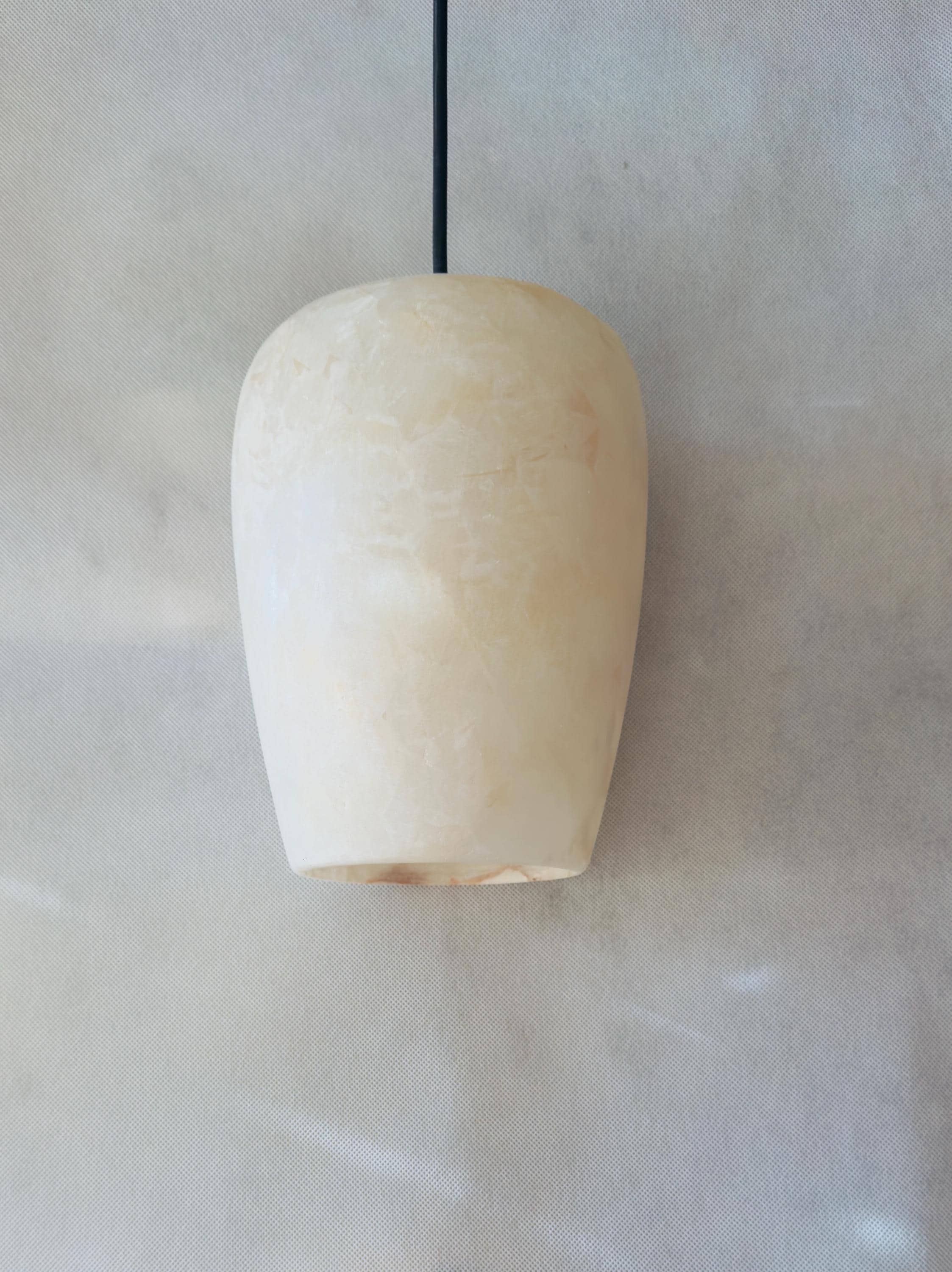 White Alabaster Stone Pendant Lamp. Natural Stone Hanging Light, Alabaster Ceiling Light,