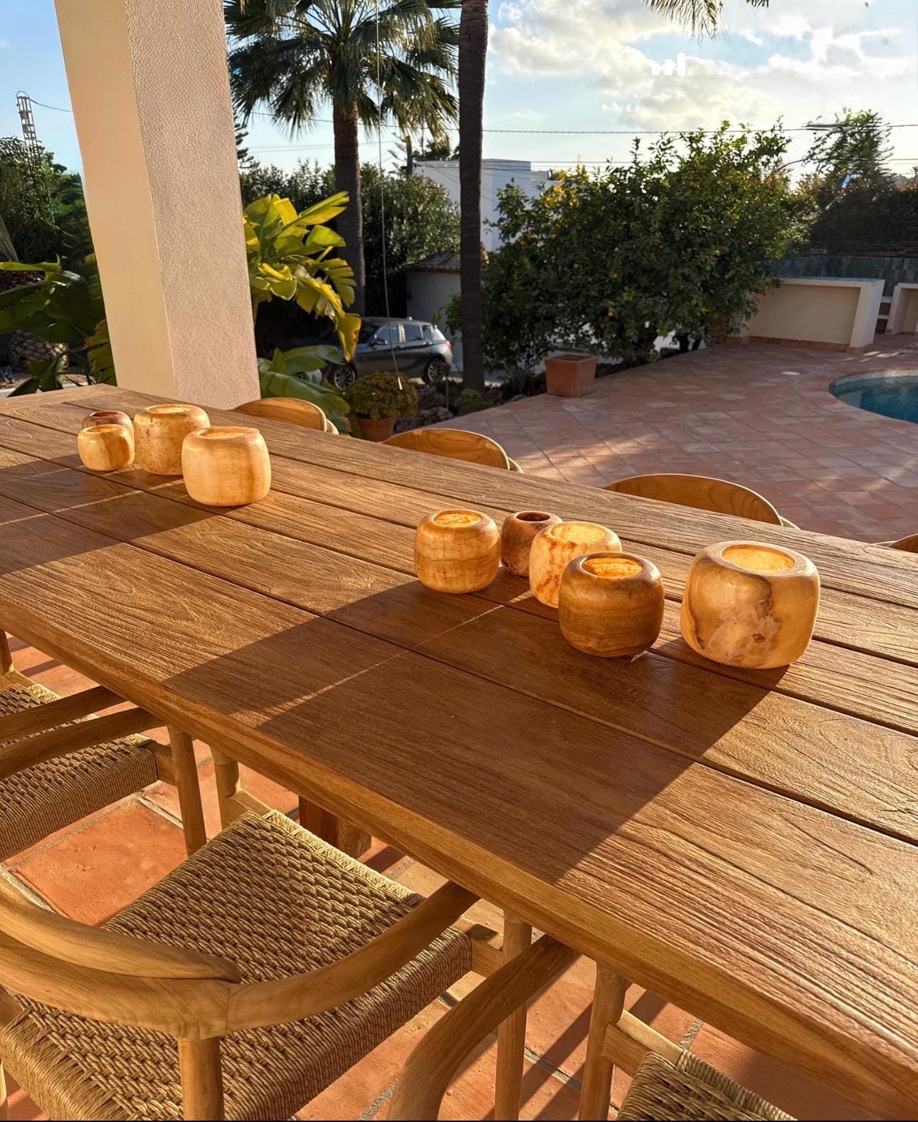 ALABASTER Natural Stone CANDLE HOLDER Brown Alabaster Candle Holder.Tea Light Candle Holder. Egyptian Arabic Alabaster Amber