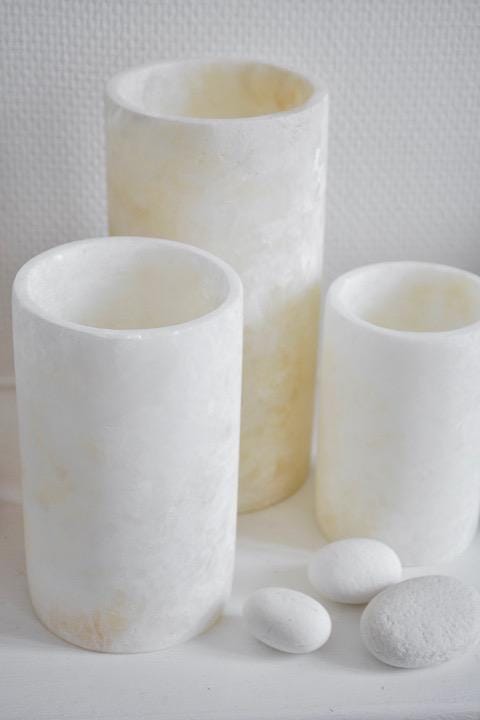Set Of 8 White ALABASTER CANDLE HOLDER White Alabaster Candle Holder. Tea Light Candle Holder. Alabaster Natural Stone