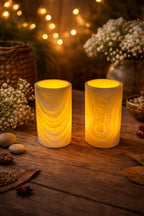 ALABASTER Handcrafted CANDLE HOLDER . Tea Light Candle Holder. Egyptian Arabic Alabaster cylinder shape