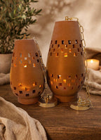 Clay Set Of 2 Pendant Lamp, Clay Ceiling Light, Hanging Lights, Terracotta Finish