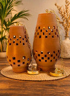 Clay Set Of 2 Pendant Lamp, Clay Ceiling Light, Hanging Lights, Terracotta Finish