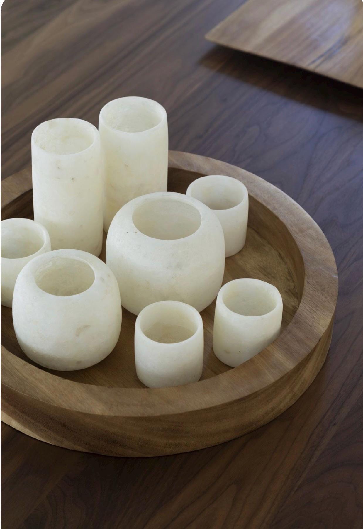 Set Of 8 White ALABASTER CANDLE HOLDER White Alabaster Candle Holder. Tea Light Candle Holder. Alabaster Natural Stone