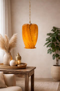 Alabaster Stone Pendant Lamp. Natural Stone Hanging Light, Alabaster Ceiling Light, natural Brown Stone