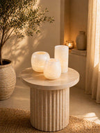 Set Of 3 White ALABASTER CANDLE HOLDER White Alabaster Candle Holder. Tea Light Candle Holder. Alabaster Natural Stone